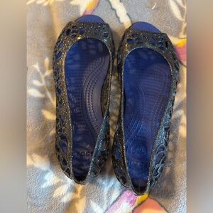 Crocs Dark Blue Glitter Flats